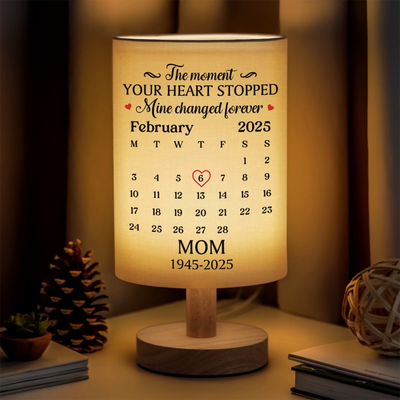 Custom Linen Bedside Table Lamp - Personalized Memorial Sympathy Gifts For Loss Of Mom, Dad - Always Near Always Loved