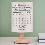 Custom Linen Bedside Table Lamp - Personalized Memorial Sympathy Gifts For Loss Of Mom, Dad - Always Near Always Loved