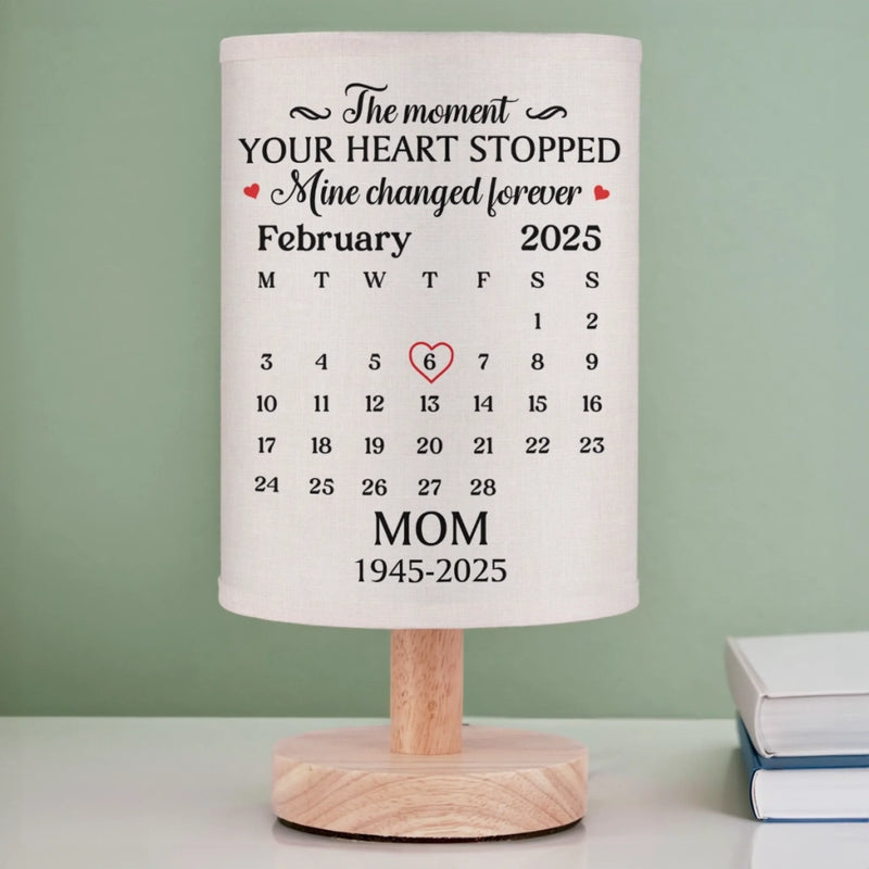 Custom Linen Bedside Table Lamp - Personalized Memorial Sympathy Gifts For Loss Of Mom, Dad - Always Near Always Loved