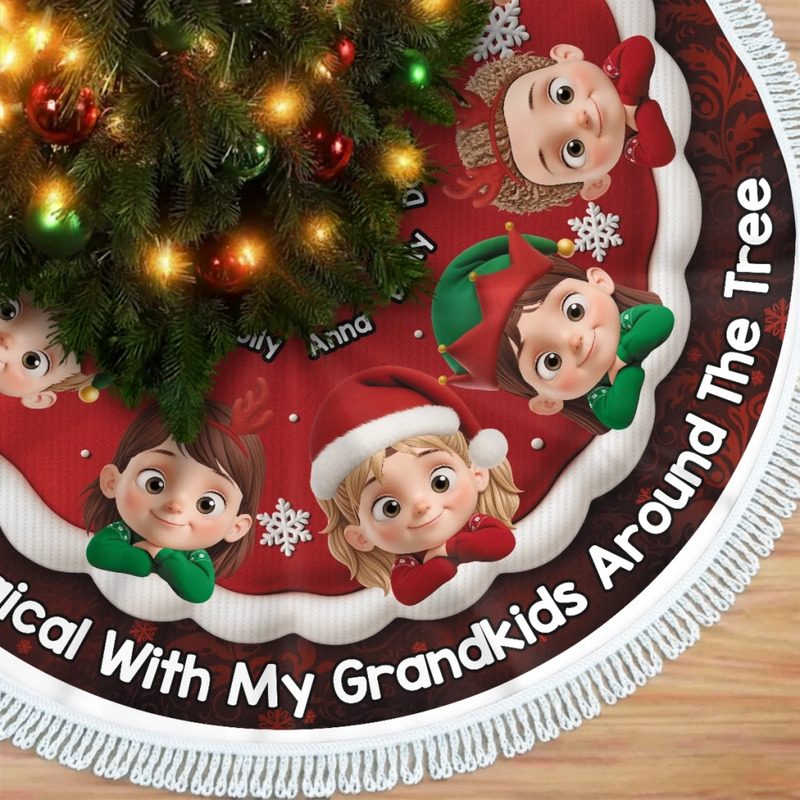 Custom Tree Skirt - Personalized Christmas Birthday Gifts For Grandma, Grandpa, Grandparents - Together We Make Christmas Bright
