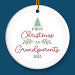 Custom Baby's First Christmas Grandparents Ceramic Ornament - Personalized Christmas Birthday Gifts For First Time Grandparents, Future Grandpa and Grandma, Family - Christmas Crew Got Cuter