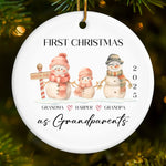 Custom Baby's First Christmas Grandparents Ceramic Ornament - Personalized Christmas Birthday Gifts For First Time Grandparents, Future Grandpa and Grandma, Family - Christmas Feels New Again