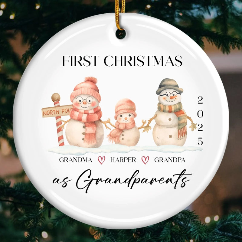 Custom Baby's First Christmas Grandparents Ceramic Ornament - Personalized Christmas Birthday Gifts For First Time Grandparents, Future Grandpa and Grandma, Family - Christmas Feels New Again