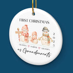 Custom Baby's First Christmas Grandparents Ceramic Ornament - Personalized Christmas Birthday Gifts For First Time Grandparents, Future Grandpa and Grandma, Family - Christmas Feels New Again