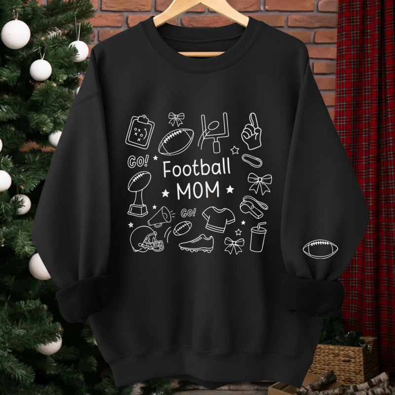 Custom American Football Unisex Sweatshirt, Hoodie With Design On Sleeve - Personalized Birthday Sport Gifts For Mom, Grandma, Sports Fans, Sports Lovers - Game Day Ready