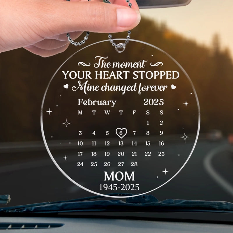 Custom Acrylic Car Ornament - Personalized Memorial Sympathy Gifts For Loss Of Mom, Dad - Riding With Angels Above