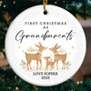 Custom Baby's First Christmas Grandparents Ceramic Ornament - Personalized Christmas Birthday Gifts For First Time Grandparents, Future Grandpa and Grandma, Family - New Little Christmas Miracle