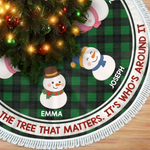 Custom Name Snowman Family Christmas Gifts - Personalized Tree Skirt