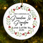 Custom First Christmas as Grandparents Ceramic Ornament - Personalized Christmas Birthday Gifts For Grandparents, New Grandparents, Ornament From Grandchild, New Baby Ornament - Officially Grand This Christmas