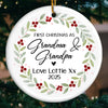 Custom First Christmas as Grandparents Ceramic Ornament - Personalized Christmas Birthday Gifts For Grandparents, New Grandparents, Ornament From Grandchild, New Baby Ornament - Officially Grand This Christmas