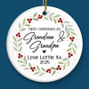Custom First Christmas as Grandparents Ceramic Ornament - Personalized Christmas Birthday Gifts For Grandparents, New Grandparents, Ornament From Grandchild, New Baby Ornament - Officially Grand This Christmas