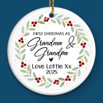 Custom First Christmas as Grandparents Ceramic Ornament - Personalized Christmas Birthday Gifts For Grandparents, New Grandparents, Ornament From Grandchild, New Baby Ornament - Officially Grand This Christmas