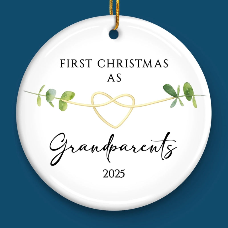 Custom Baby's First Christmas Grandparents Ceramic Ornament - Personalized Christmas Birthday Gifts For First Time Grandparents, Future Grandpa and Grandma, Family - Grandbaby’s First Christmas Joy