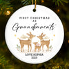 Custom Baby's First Christmas Grandparents Ceramic Ornament - Personalized Christmas Birthday Gifts For First Time Grandparents, Future Grandpa and Grandma, Family - New Little Christmas Miracle