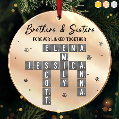 Custom Scrabble Mirrored Acrylic Ornament - Personalized Christmas Birthday Gifts For Brother, Sister - You Complete My Word