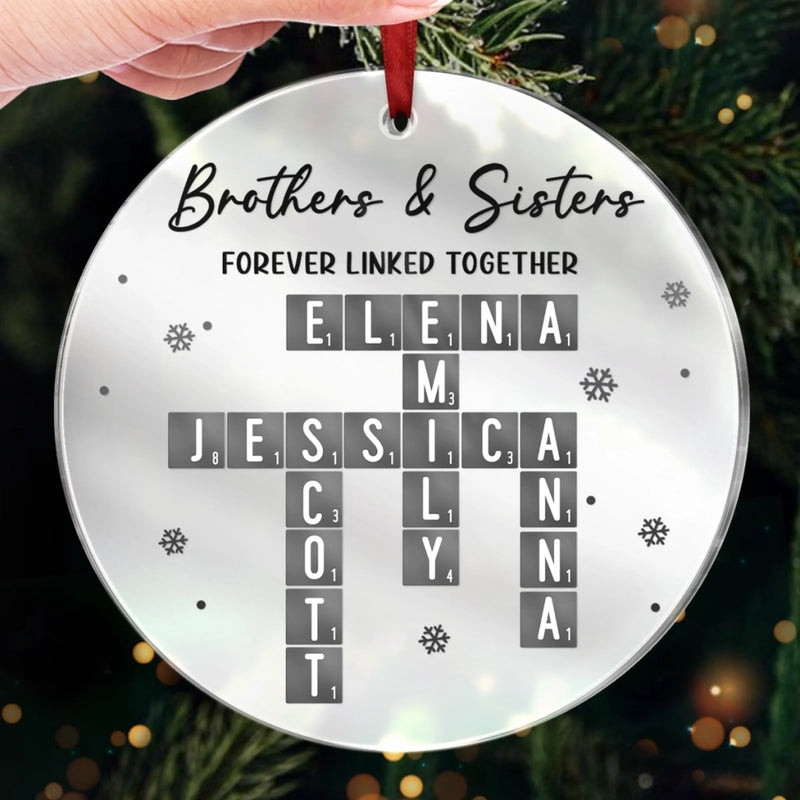 Custom Scrabble Mirrored Acrylic Ornament - Personalized Christmas Birthday Gifts For Brother, Sister - You Complete My Word