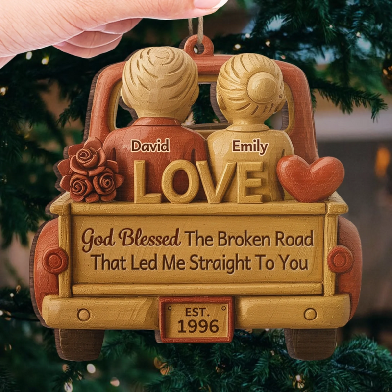 Custom Wood Ornament - Personalized Anniversary Christmas Wedding Gifts For Husband And Wife, Him And Her - Love Led Us Home