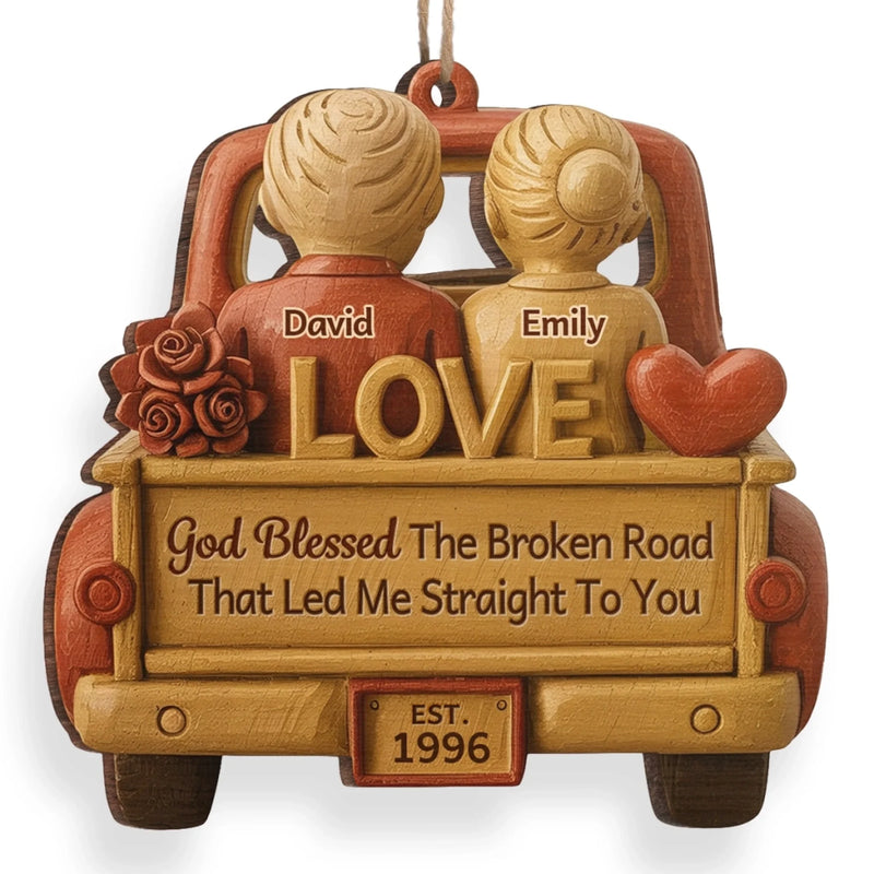 Custom Wood Ornament - Personalized Anniversary Christmas Wedding Gifts For Husband And Wife, Him And Her - Love Led Us Home