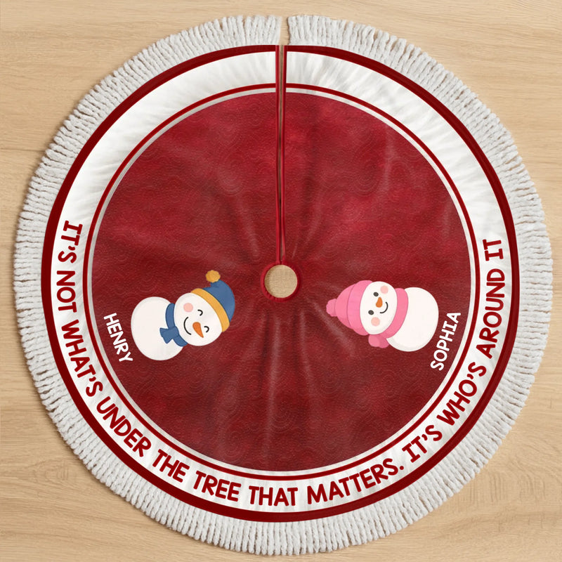 Custom Snowman Tree Skirt - Personalized Christmas Birthday Gifts For Mom, Dad, Brother, Sister, Kids - Warm Winter Wishes