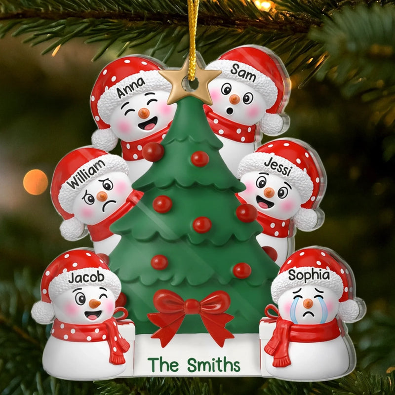 Custom Snowman Acrylic Ornament - Personalized Christmas Birthday Gifts For Mom, Dad, Brother, Sister, Kids - Love Warms Every Winter