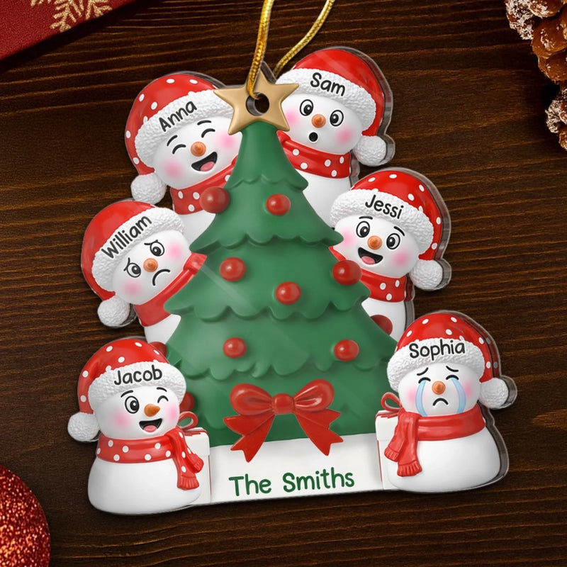 Custom Snowman Acrylic Ornament - Personalized Christmas Birthday Gifts For Mom, Dad, Brother, Sister, Kids - Love Warms Every Winter