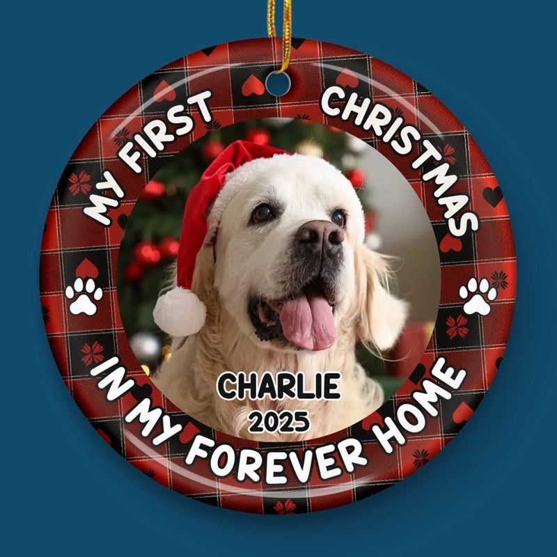 Custom Photo First Christmas Pet Ceramic Ornament - Personalized Christmas Birthday Gifts For Dog Lovers, Cat Lovers, Pet Dad And Mom, New Pet Ornament - Officially A Pet Parent