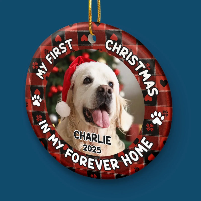 Custom Photo First Christmas Pet Ceramic Ornament - Personalized Christmas Birthday Gifts For Dog Lovers, Cat Lovers, Pet Dad And Mom, New Pet Ornament - Officially A Pet Parent