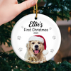 Custom Photo First Christmas Pet Ceramic Ornament - Personalized Christmas Birthday Gifts For Dog Lovers, Cat Lovers, Pet Dad And Mom, New Pet Ornament - Our First Fur Christmas