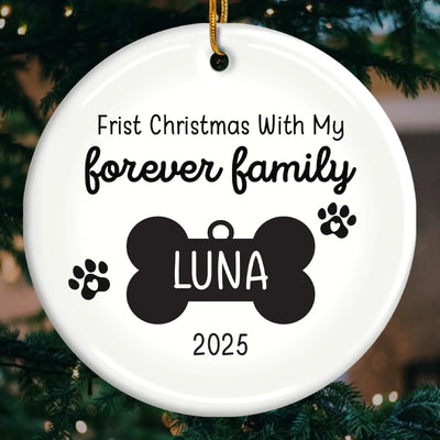 Custom First Christmas Pet Ceramic Ornament - Personalized Christmas Birthday Gifts For Dog Lovers, Cat Lovers, Pet Dad And Mom, New Pet Ornament - New Fur In Family
