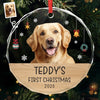 Custom Photo First Christmas Pet Glass Ornament - Personalized Christmas Birthday Gifts For Dog Lovers, Cat Lovers, Pet Dad And Mom, New Pet Ornament - Paw-Fect Christmas Begin