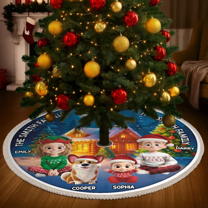 Custom Tree Skirt - Personalized Christmas Birthday Gifts For Mom, Dad, Brother, Sister, Kids - Love Warms Our Christmas Home