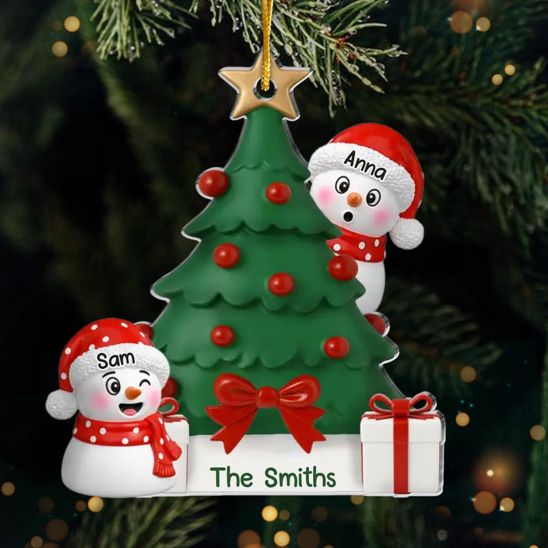 Custom Snowman Acrylic Ornament - Personalized Christmas Birthday Gifts For Mom, Dad, Brother, Sister, Kids - Love Warms Every Winter