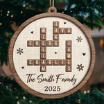Custom Family Name Crossword Christmas Gifts - Personalized Ornament