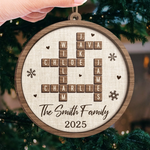 Custom Family Name Crossword Christmas Gifts - Personalized Ornament