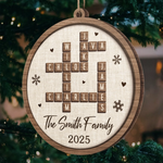 Custom Family Name Crossword Christmas Gifts - Personalized Ornament