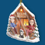 Custom Acrylic Ornament - Personalized Anniversary Christmas Wedding Gifts For Husband And Wife, Cat Mom And Dad - You, Me And The Purr Machine