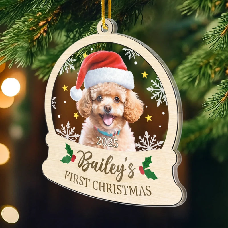 Custom Photo First Christmas Pet Acrylic Ornament - Personalized Christmas Birthday Gifts For Dog Lovers, Cat Lovers, Pet Dad And Mom, New Pet Ornament - All You Need Is Paws