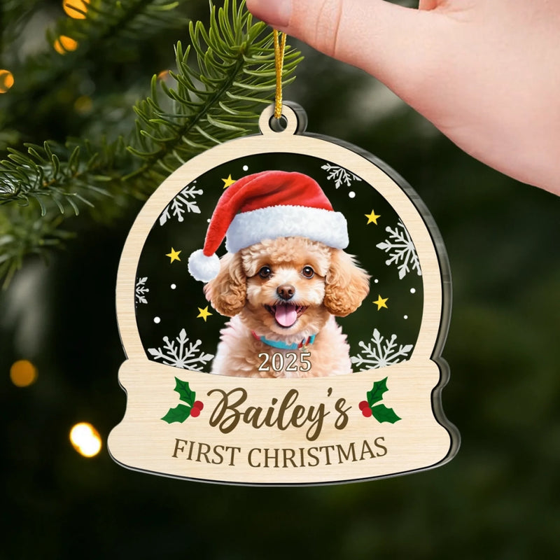 Custom Photo First Christmas Pet Acrylic Ornament - Personalized Christmas Birthday Gifts For Dog Lovers, Cat Lovers, Pet Dad And Mom, New Pet Ornament - All You Need Is Paws