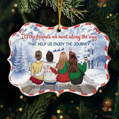 Custom Acrylic Ornament - Personalized Best Friend Christmas Birthday Gifts For Women, Besties, Sisters, BFF - Wrapped In Joy And Friendship