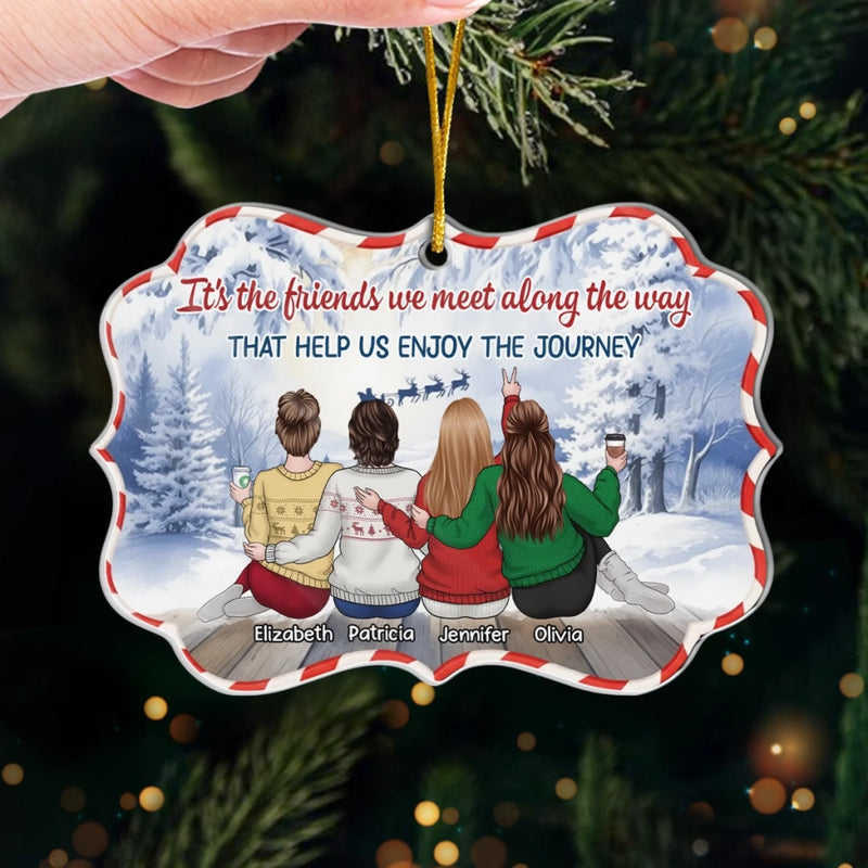 Custom Acrylic Ornament - Personalized Best Friend Christmas Birthday Gifts For Women, Besties, Sisters, BFF - Wrapped In Joy And Friendship
