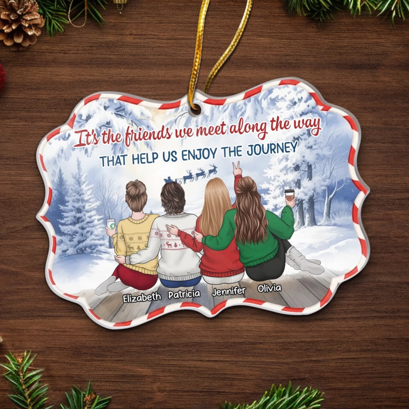 Custom Acrylic Ornament - Personalized Best Friend Christmas Birthday Gifts For Women, Besties, Sisters, BFF - Wrapped In Joy And Friendship