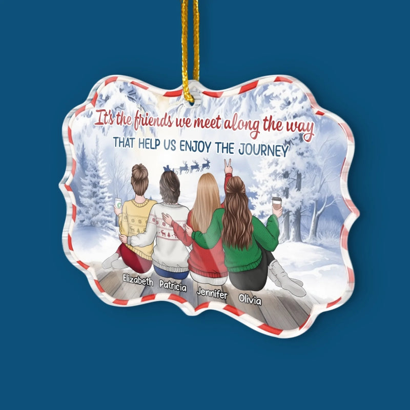 Custom Acrylic Ornament - Personalized Best Friend Christmas Birthday Gifts For Women, Besties, Sisters, BFF - Wrapped In Joy And Friendship
