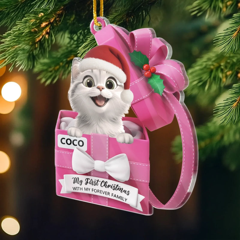 Custom First Christmas Pet Acrylic Ornament - Personalized Christmas Birthday Gifts For Dog Lovers, Cat Lovers, Pet Dad And Mom, New Pet Ornament - Our Furry Little Gift