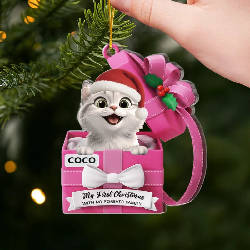 Custom First Christmas Pet Acrylic Ornament - Personalized Christmas Birthday Gifts For Dog Lovers, Cat Lovers, Pet Dad And Mom, New Pet Ornament - Our Furry Little Gift