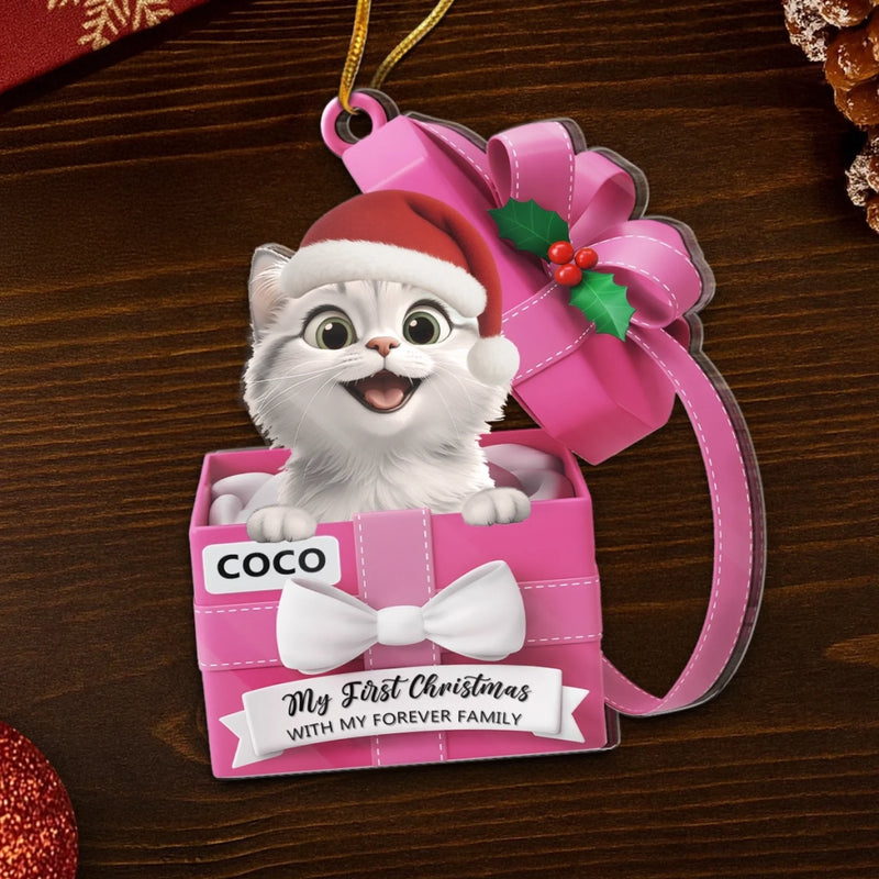 Custom First Christmas Pet Acrylic Ornament - Personalized Christmas Birthday Gifts For Dog Lovers, Cat Lovers, Pet Dad And Mom, New Pet Ornament - Our Furry Little Gift