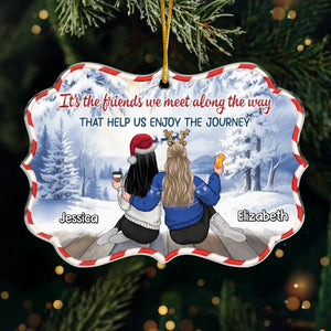 Custom Acrylic Ornament - Personalized Best Friend Christmas Birthday Gifts For Women, Besties, Sisters, BFF - Wrapped In Joy And Friendship