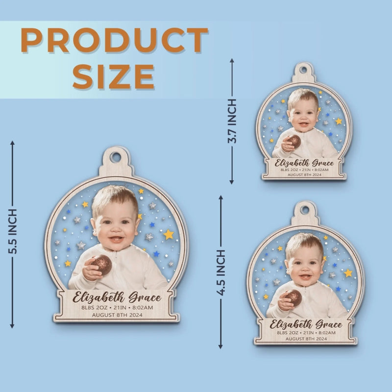 Custom First Christmas Acrylic Ornament - Personalized Christmas Baby Shower, Gender Reveal Gifts For New Moms, New Dads, New Parents - Grateful For This Miracle