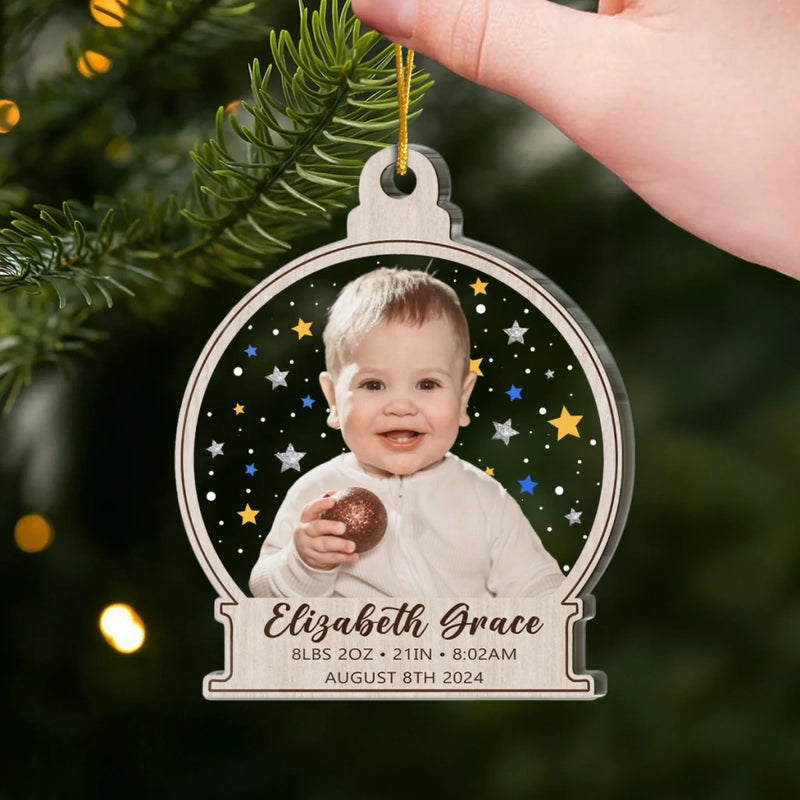 Custom First Christmas Acrylic Ornament - Personalized Christmas Baby Shower, Gender Reveal Gifts For New Moms, New Dads, New Parents - Grateful For This Miracle