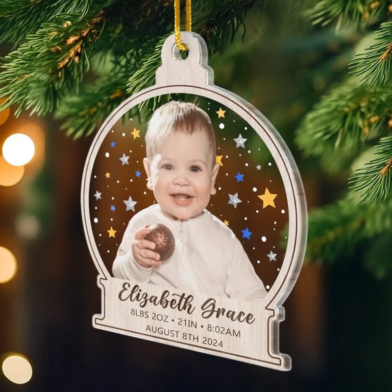 Custom First Christmas Acrylic Ornament - Personalized Christmas Baby Shower, Gender Reveal Gifts For New Moms, New Dads, New Parents - Grateful For This Miracle