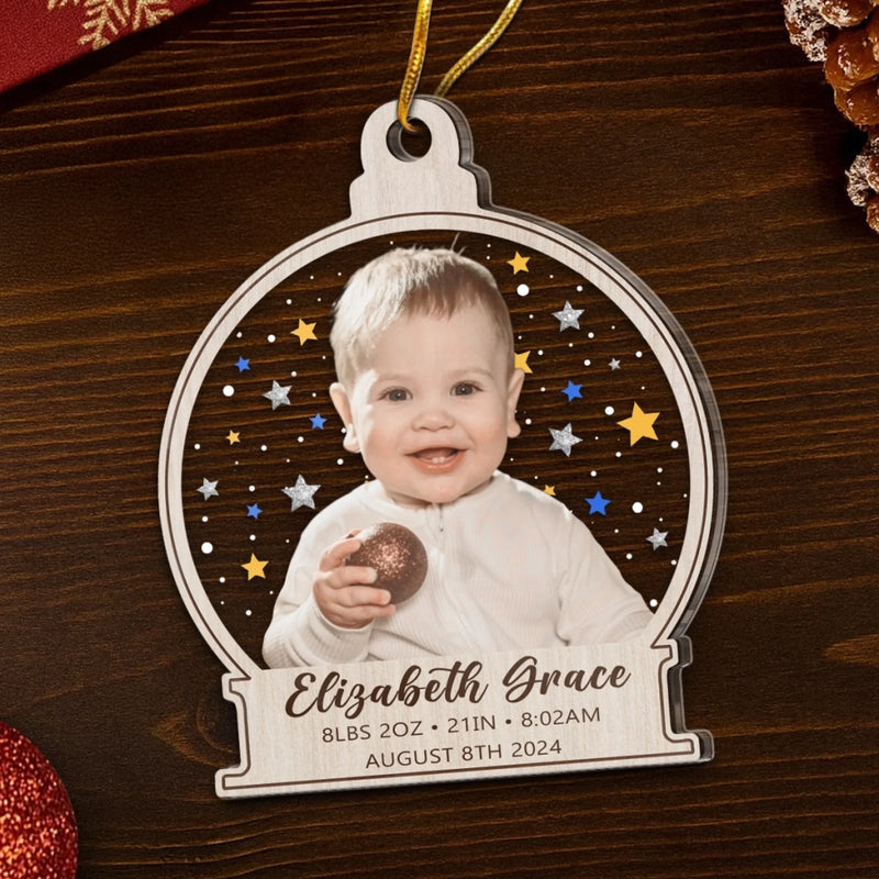 Custom First Christmas Acrylic Ornament - Personalized Christmas Baby Shower, Gender Reveal Gifts For New Moms, New Dads, New Parents - Grateful For This Miracle